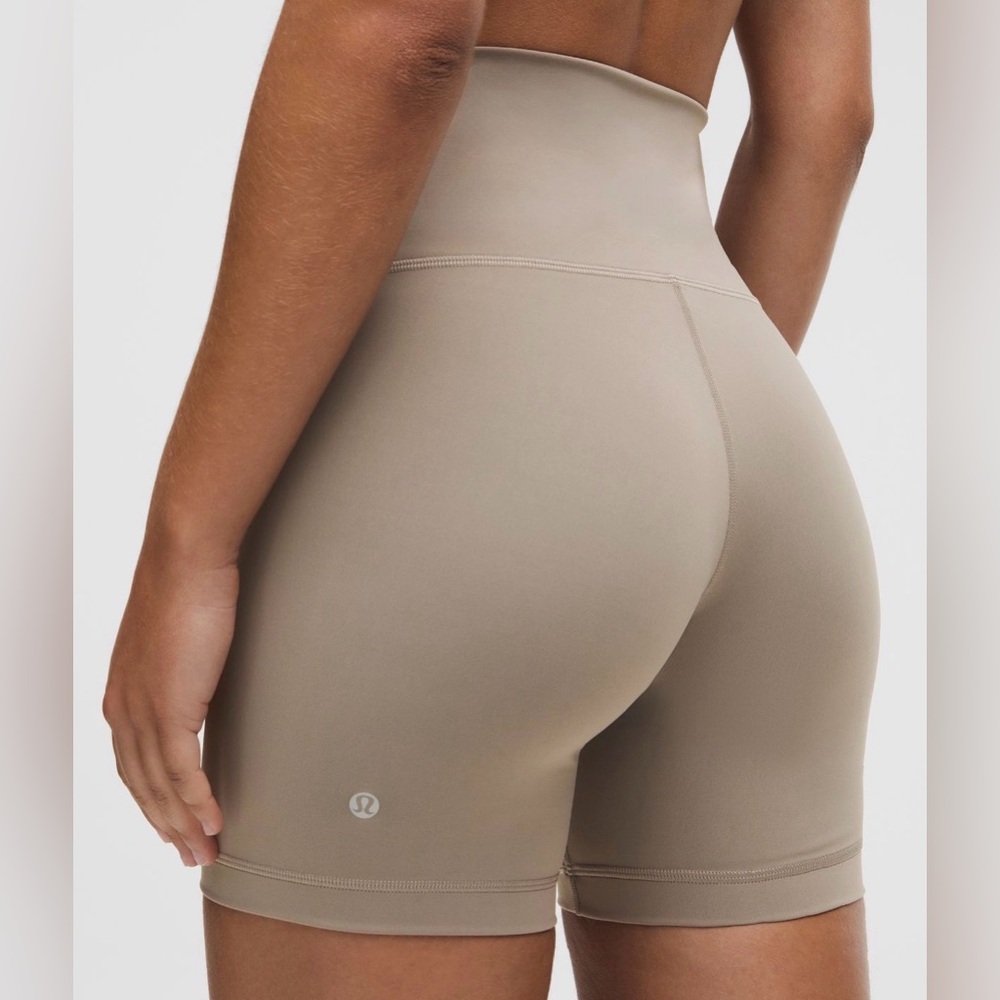 Lululemon Wunder Train High-Rise Short 6" in Tan